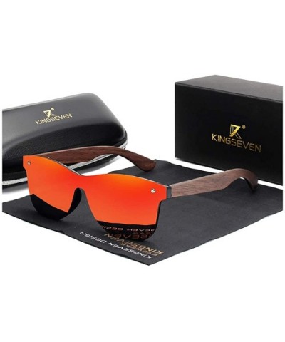 Genuine adjustable polarized sunglasses handmade square men fashion Full Lens Walnut Wood - Red - CS18X640EML $28.83 Square