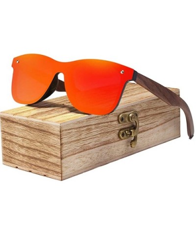 Genuine adjustable polarized sunglasses handmade square men fashion Full Lens Walnut Wood - Red - CS18X640EML $28.83 Square