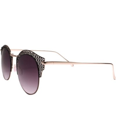 Modern Sophisticated Mirrored Round Lens Sunglasses Laser Cut Frame - Gray - CM18Z0IA9OD $7.45 Round
