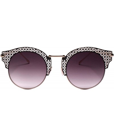 Modern Sophisticated Mirrored Round Lens Sunglasses Laser Cut Frame - Gray - CM18Z0IA9OD $7.45 Round