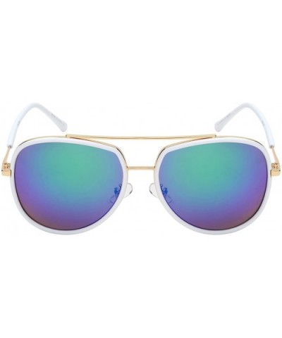 Modern Aviator Sunglasses w/Color Mirrored Lens 541059-REV - Gold+white - C012LX2Q2BL $5.37 Aviator