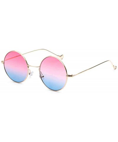 Fashion Metal Round Steampunk Retro Women Sunglasses Ocean Color Gold Red - Gold Red - C318YKSX0SI $7.96 Oversized