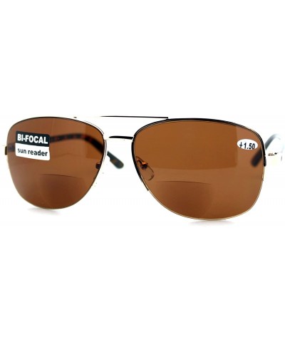 Bifocal Magnification Lens Sunglasses Mens Half Rim Aviator Tinted Reader - Gold - CC1854LTLE7 $7.14 Aviator