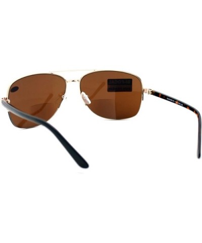 Bifocal Magnification Lens Sunglasses Mens Half Rim Aviator Tinted Reader - Gold - CC1854LTLE7 $7.14 Aviator