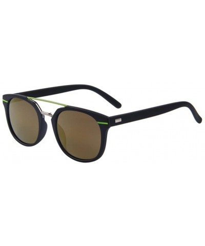 Women's UV400 Mirror Sunglasses Classic Double-Bridge Rivet Shades Glasses - Brown - C517Z6ZOITM $7.18 Goggle