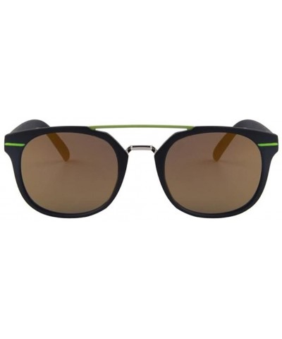 Women's UV400 Mirror Sunglasses Classic Double-Bridge Rivet Shades Glasses - Brown - C517Z6ZOITM $7.18 Goggle