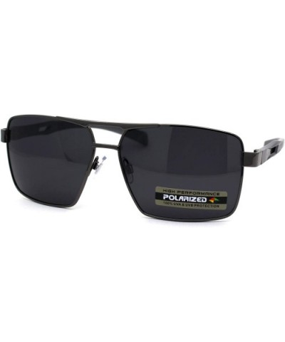 No Glare Polarized Lens Rectangular Sport Pilots Sunglasses - Gunmetal Black - CE196IQOHXL $12.10 Square