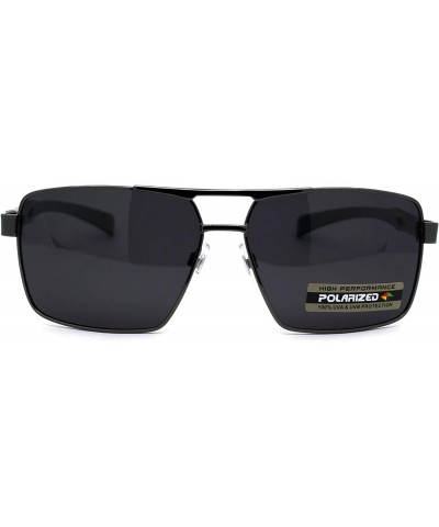 No Glare Polarized Lens Rectangular Sport Pilots Sunglasses - Gunmetal Black - CE196IQOHXL $12.10 Square