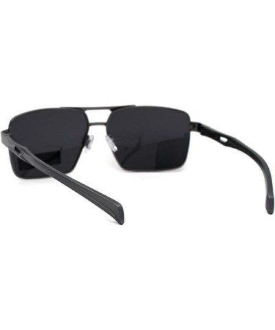 No Glare Polarized Lens Rectangular Sport Pilots Sunglasses - Gunmetal Black - CE196IQOHXL $12.10 Square