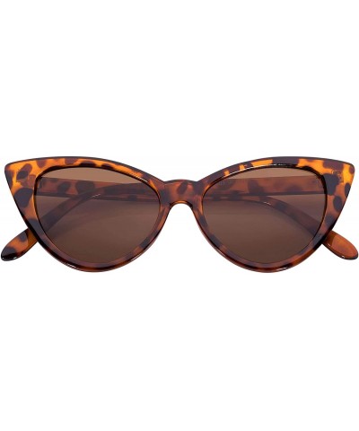 Fashion Vintage Retro Cat Eye Sunglasses Leopard Frame Brown Lens - CS11S58EZ7F $7.28 Goggle