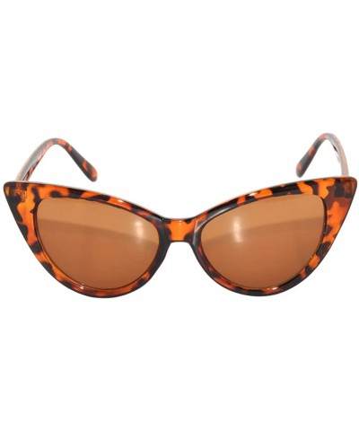 Fashion Vintage Retro Cat Eye Sunglasses Leopard Frame Brown Lens - CS11S58EZ7F $7.28 Goggle