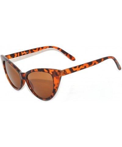 Fashion Vintage Retro Cat Eye Sunglasses Leopard Frame Brown Lens - CS11S58EZ7F $7.28 Goggle