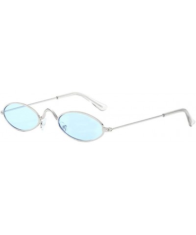 Unisex Small Frame Oval Sunglasses for Men and Women Trendy Fashion Sunglasses Metal Frame - F - C01908MQZUX $5.14 Square