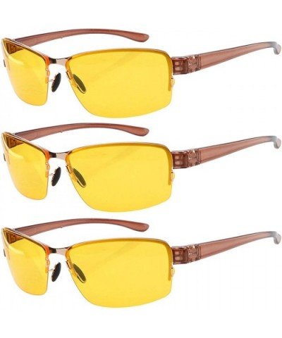 3 Pack Driving Sunglasses Day and Night Vision Glasses Men Women - 11003-yellow - C518QZ7OGU0 $9.74 Sport