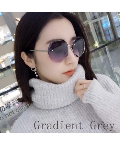 New Beach Round Sunglasses 2019 Fashion Retro Gradient Glasses (Gradient Grey) - Gradient Grey - CC18RQDX8IM $11.87 Round