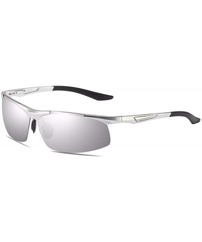 Men's Aluminum Magnesium Polarizing Sunglasses Half Frame Color Film Outdoor Sports Polarizing Sunglasses - E - CL18Q890ICC $...