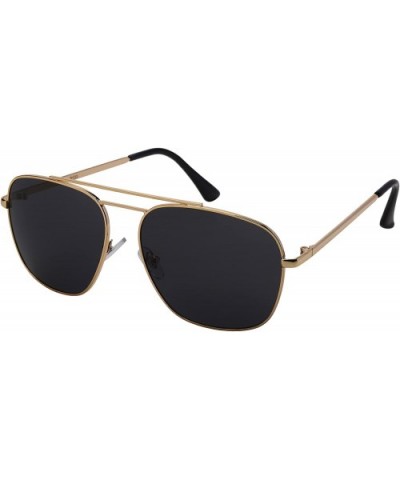Square Aviator Sunglasses Men Metal Square Sunglasses Double Brow Bar 5133-KGM - Gold Frame/Grey Lens - CO180CDO92Q $6.89 Avi...