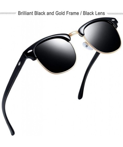 Semi Rimless Polarized Sunglasses Women Men Retro Brand Sun Glasses - 2 Pack (Brilliant Black+shiny Black) - CB18SCG7ATG $12....