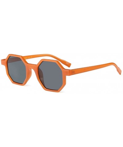 Hexagonal Sunglasses for Men Women Vintage Retro Plastic Octagon Geometric Frame - Orange - CU18CCLSYG4 $10.67 Cat Eye