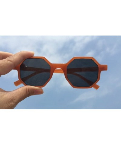 Hexagonal Sunglasses for Men Women Vintage Retro Plastic Octagon Geometric Frame - Orange - CU18CCLSYG4 $10.67 Cat Eye