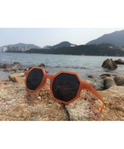 Hexagonal Sunglasses for Men Women Vintage Retro Plastic Octagon Geometric Frame - Orange - CU18CCLSYG4 $10.67 Cat Eye