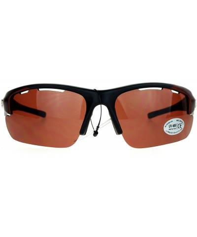 UV 400 Protection Sunglasses Mens Half Rim Sports Wrap Frame Air Vent - Brown - CA188XQHA62 $5.73 Sport