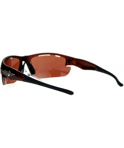 UV 400 Protection Sunglasses Mens Half Rim Sports Wrap Frame Air Vent - Brown - CA188XQHA62 $5.73 Sport