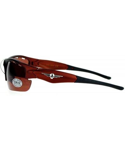 UV 400 Protection Sunglasses Mens Half Rim Sports Wrap Frame Air Vent - Brown - CA188XQHA62 $5.73 Sport