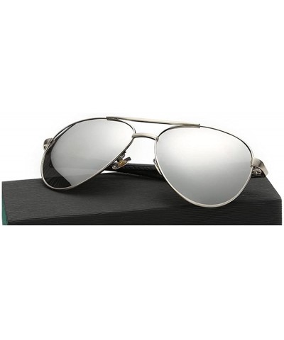 classic Aviator sunglasses polarizer driving mirror - Silver Reflective Color - CE12JHBG3V9 $24.10 Aviator