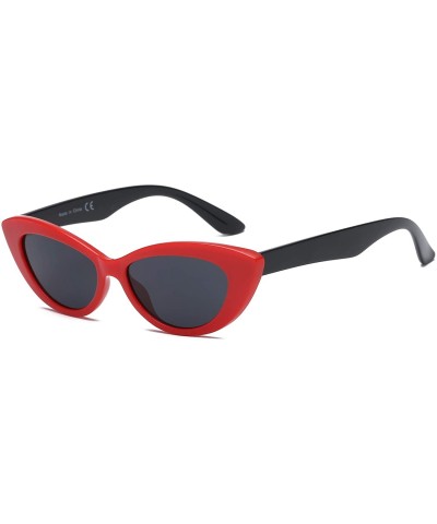 Women Retro Vintage Cat Eye Fashion Sunglasses - Red - CW18WSEMXMT $19.26 Goggle