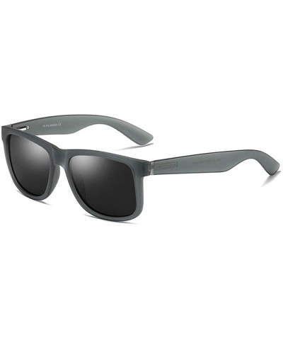 Fashion Polarized Sunglasses Classic TR90 Square Frame Mens Goggle UV400 - Grey - CQ18U98EM8Q $11.60 Square