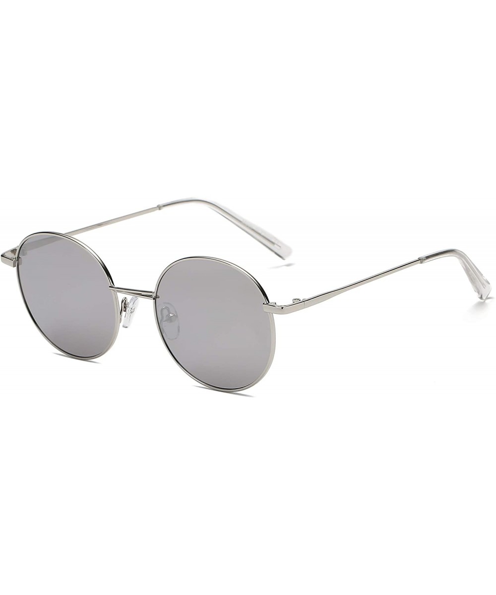 Retro Vintage Metal Circle Round UV Protection Unisex Fashion Sunglasses - Grey - C418IOIL66D $7.44 Round