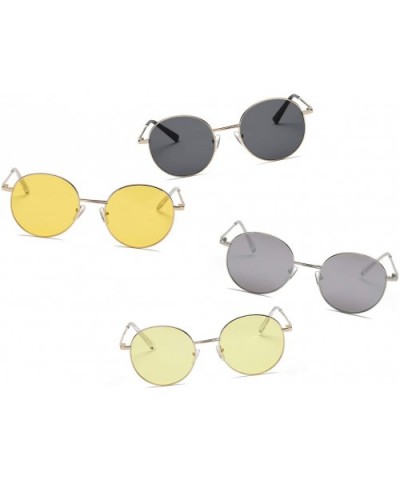 Retro Vintage Metal Circle Round UV Protection Unisex Fashion Sunglasses - Grey - C418IOIL66D $7.44 Round