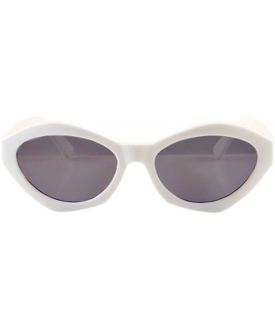 Vintage Pop Color Geometric Oval Round Cat-Eye Sunglasses A093 - White Black - CB1807NY5GX $6.01 Oval