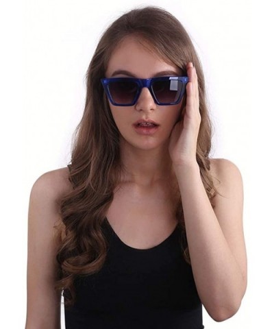 Fashion Square Sunglasses for Woman Leopard Gradient Lens Men's Sunglasses UV400 - Blue - C618SYA22ZK $10.47 Square