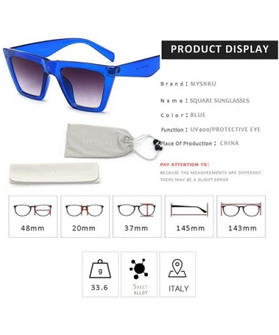 Fashion Square Sunglasses for Woman Leopard Gradient Lens Men's Sunglasses UV400 - Blue - C618SYA22ZK $10.47 Square