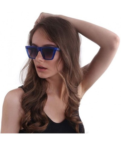 Fashion Square Sunglasses for Woman Leopard Gradient Lens Men's Sunglasses UV400 - Blue - C618SYA22ZK $10.47 Square