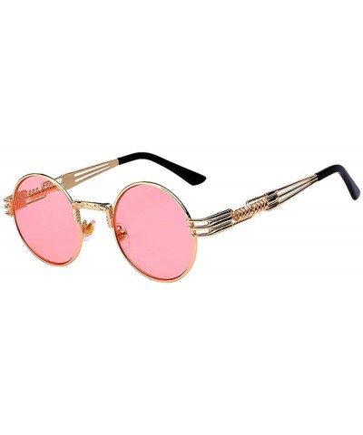 Retro Steampunk Style Round Vintage Sunglasses Colored Metal Frame Men Women - C17-gold-pink - CA18HGDNOEU $7.80 Round