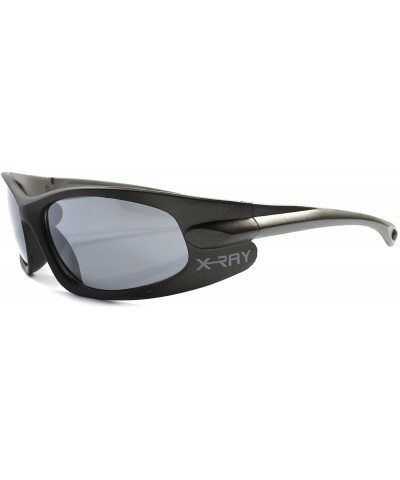 Motorcycle Riding Biker Wrap Around Rectangle Mens Sport Sun glasses - Black & Gray - CZ189RG4LGR $9.05 Sport