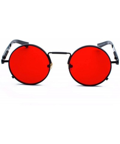 Clear Red Sunglasses Men Steampunk 2019 Metal Frame Retro Vintage Round Sun Glasses Women Black Uv400 - C119852S433 $11.39 Round