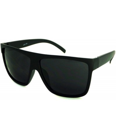 OVERSIZED Super Dark Lens Men's Flat Top Square Black Frame Sunglasses - Black Matte - CO12O9SR4YM $5.72 Rectangular
