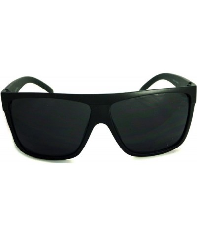 OVERSIZED Super Dark Lens Men's Flat Top Square Black Frame Sunglasses - Black Matte - CO12O9SR4YM $5.72 Rectangular