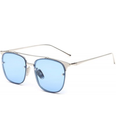 Metal Frame Colorful Tinted Lens Aviator Sunglasses1929 - Silver-blue - CB18TZ8AN5X $10.98 Rimless