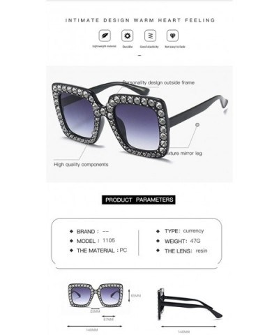 Oversized Sunglasses for Women Square Thick Frame Bling Bling Rhinestone Novelty Shades - CR18EA20TMO $11.00 Square