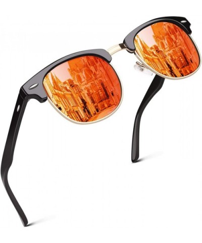 Polarized Sunglasses for Men Driving Sun glasses Shades 80's Retro Style Brand Design Square - C218N0CTOAC $6.28 Wayfarer