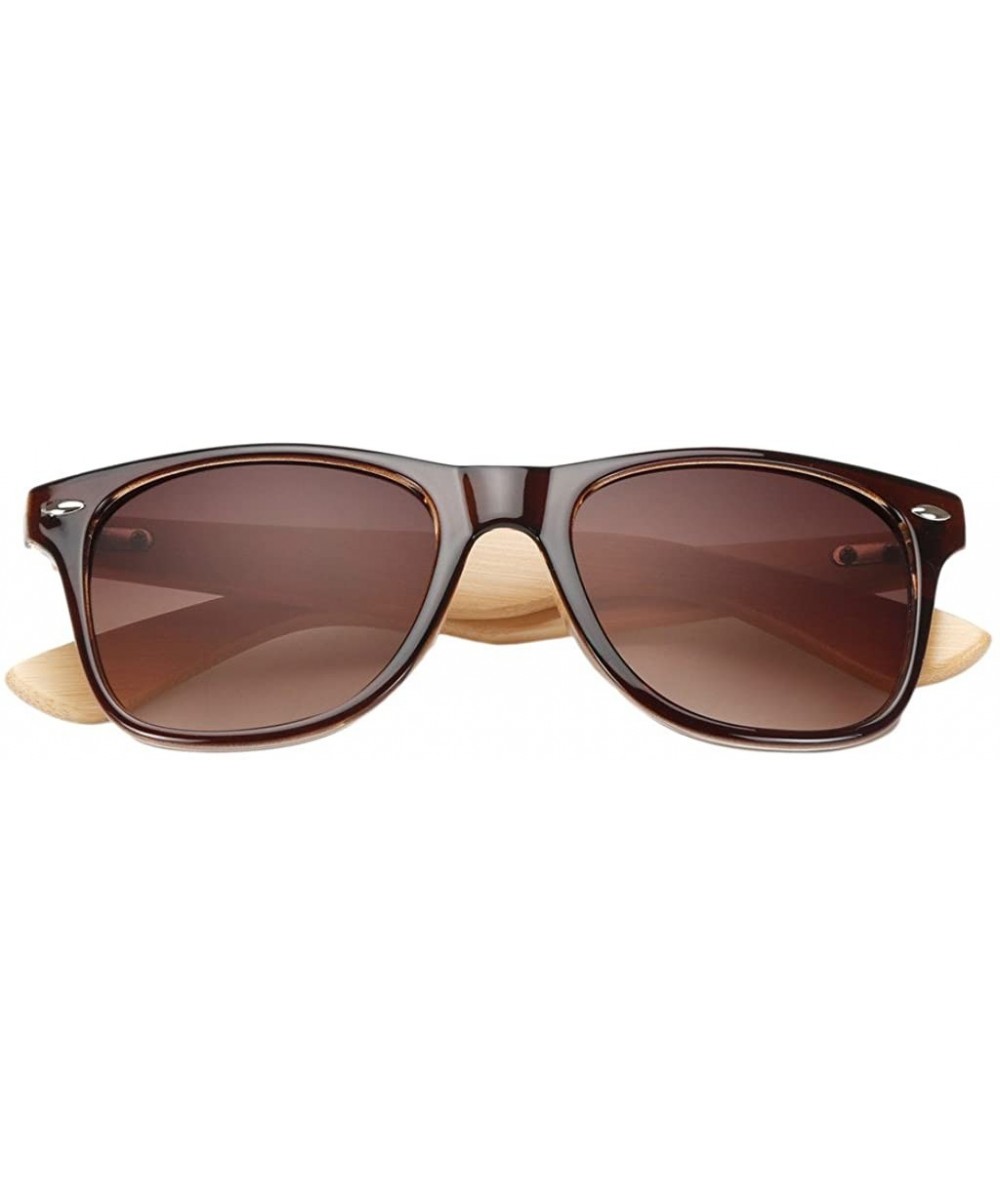 Unisex Wooden Bamboo Sunglasses Temples Classic Retro Designer 60mm - Brown/Brown - CB12EMXXKR7 $9.63 Wayfarer