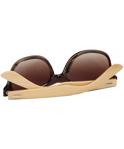 Unisex Wooden Bamboo Sunglasses Temples Classic Retro Designer 60mm - Brown/Brown - CB12EMXXKR7 $9.63 Wayfarer