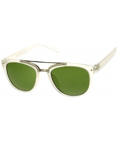 Double Bridged Classic Horn Rimmed Sunglasses with Metal Crossbar (Frost Green) - C611FOUEOCN $5.36 Wayfarer