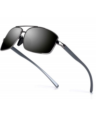 Sports Polarized Sunglasses For Men-Rectangular Metal Frame Ultra Lightweight UV400 - A Gunmetal/Black - CW18UWYEA3K $7.04 Re...