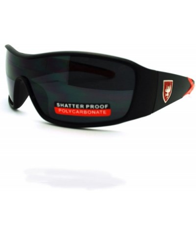 Men's Lite Weight Sports Sunglasses Oval Rectangular Wrap - Black Red - CL11N870KJ5 $5.37 Wrap